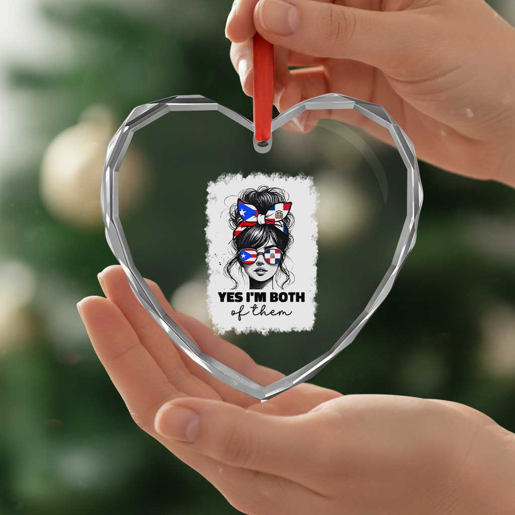 Dominican Puerto Rican Woman Heart Crystal Glass Ornament Yes Im Both Of Them TS10 Print Your Wear
