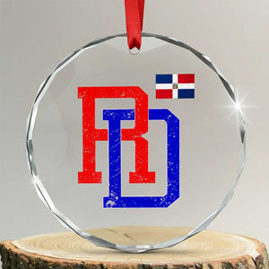 Dominican Republic Crystal Glass Ornament Distressed RD Flag Dominican Pride TS10 Transparent Glass 3'' Circle Print Your Wear