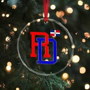 Dominican Republic Crystal Glass Ornament Distressed RD Flag Dominican Pride TS10 Print Your Wear