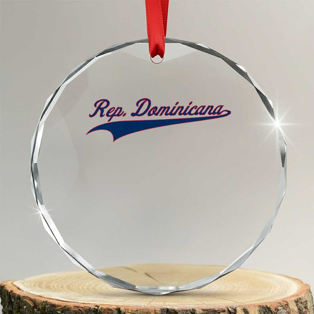 Dominican Republic Crystal Glass Ornament Rep Dominicana Vintage Flag Baseball Script TS10 Transparent Glass 3'' Circle Print Your Wear