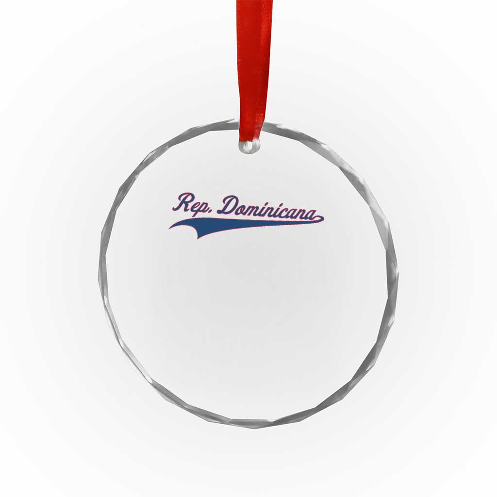 Dominican Republic Crystal Glass Ornament Rep Dominicana Vintage Flag Baseball Script TS10 Print Your Wear