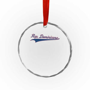 Dominican Republic Crystal Glass Ornament Rep Dominicana Vintage Flag Baseball Script - Print Your Wear
