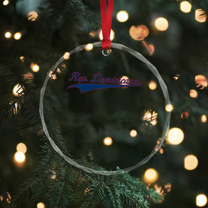 Dominican Republic Crystal Glass Ornament Rep Dominicana Vintage Flag Baseball Script - Print Your Wear