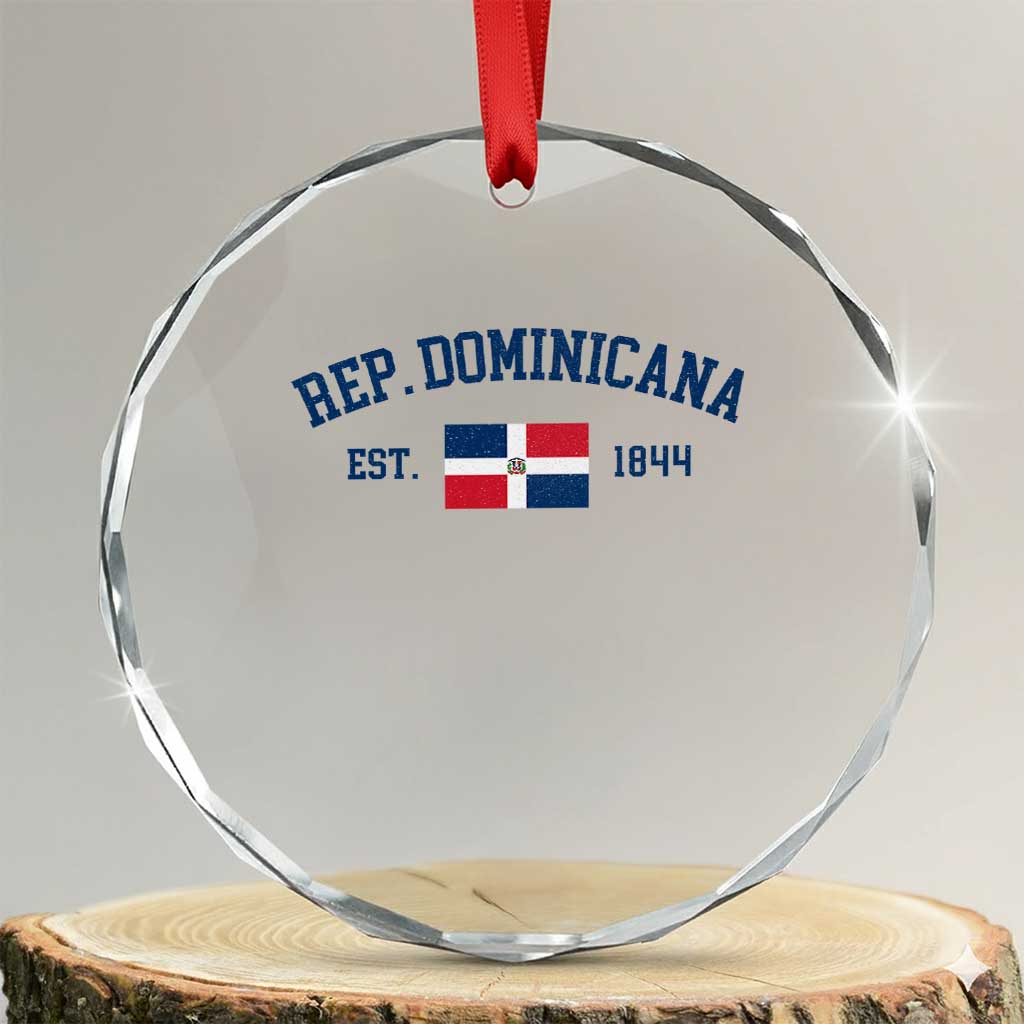 Dominican Republic Crystal Glass Ornament Vintage Distressed Varsity Rep Dominicana Flag TS10 Transparent Glass 3'' Circle Print Your Wear
