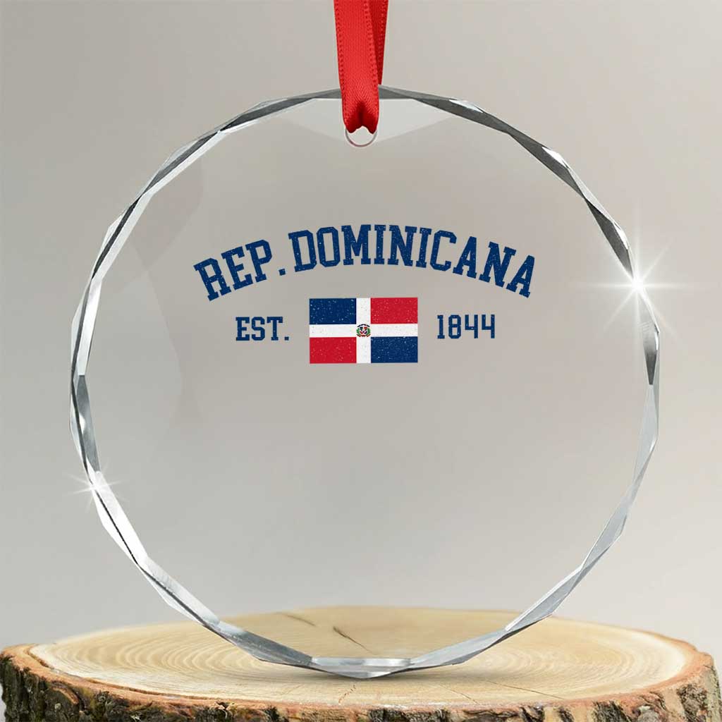 Dominican Republic Crystal Glass Ornament Vintage Distressed Varsity Rep Dominicana Flag TS10 Transparent Glass 3'' Circle Print Your Wear