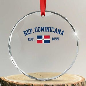 Dominican Republic Crystal Glass Ornament Vintage Distressed Varsity Rep Dominicana Flag - Print Your Wear