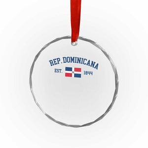 Dominican Republic Crystal Glass Ornament Vintage Distressed Varsity Rep Dominicana Flag - Print Your Wear