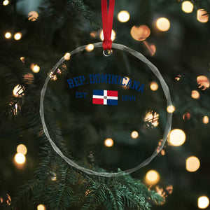 Dominican Republic Crystal Glass Ornament Vintage Distressed Varsity Rep Dominicana Flag - Print Your Wear