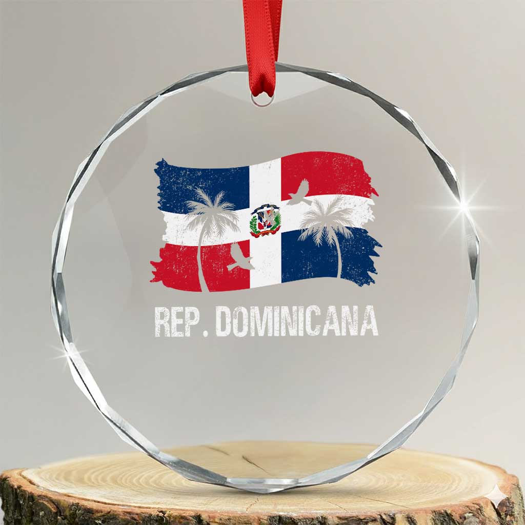 Dominican Republic Flag Crystal Glass Ornament Island Pride Caribbean Heritage TS10 Transparent Glass 3'' Circle Print Your Wear