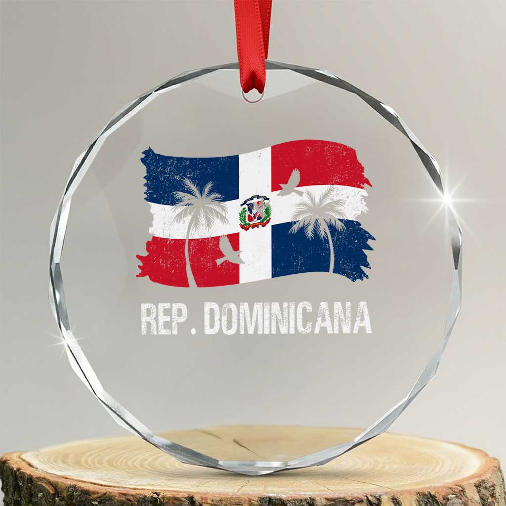 Dominican Republic Flag Crystal Glass Ornament Island Pride Caribbean Heritage - Print Your Wear