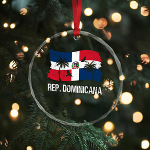 Dominican Republic Flag Crystal Glass Ornament Island Pride Caribbean Heritage - Print Your Wear