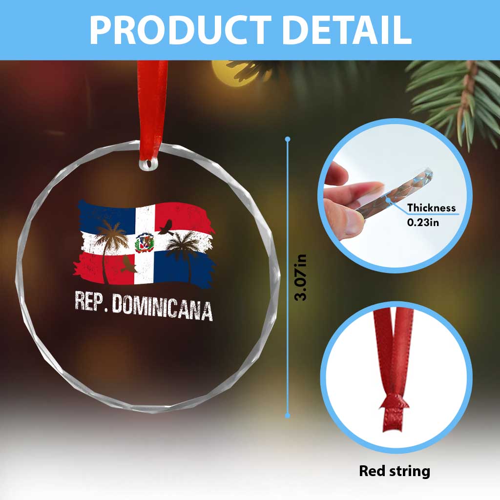 Dominican Republic Flag Crystal Glass Ornament Island Pride Caribbean Heritage TS10 Print Your Wear