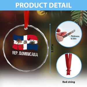 Dominican Republic Flag Crystal Glass Ornament Island Pride Caribbean Heritage - Print Your Wear