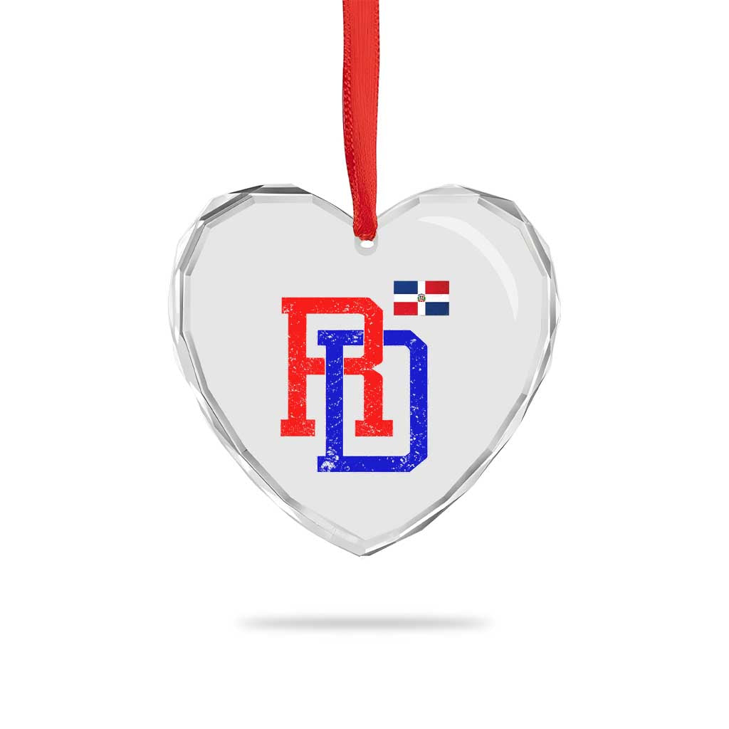 Dominican Republic Heart Crystal Glass Ornament Distressed RD Flag Dominican Pride TS10 Print Your Wear