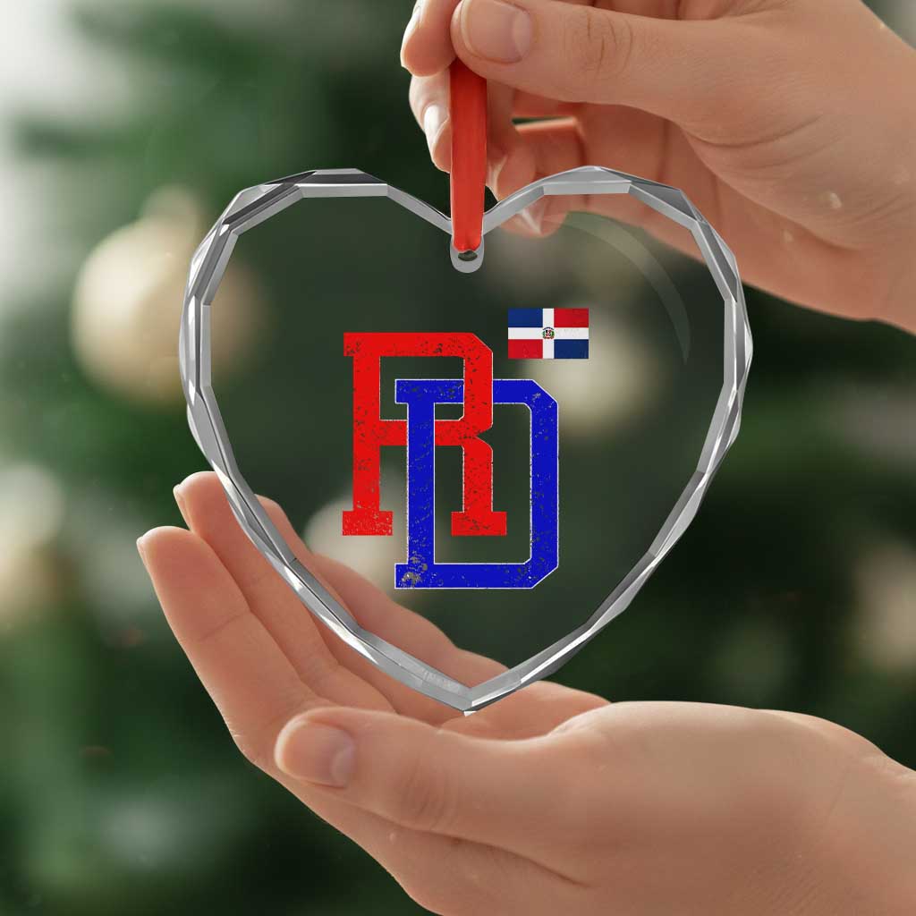 Dominican Republic Heart Crystal Glass Ornament Distressed RD Flag Dominican Pride TS10 Print Your Wear