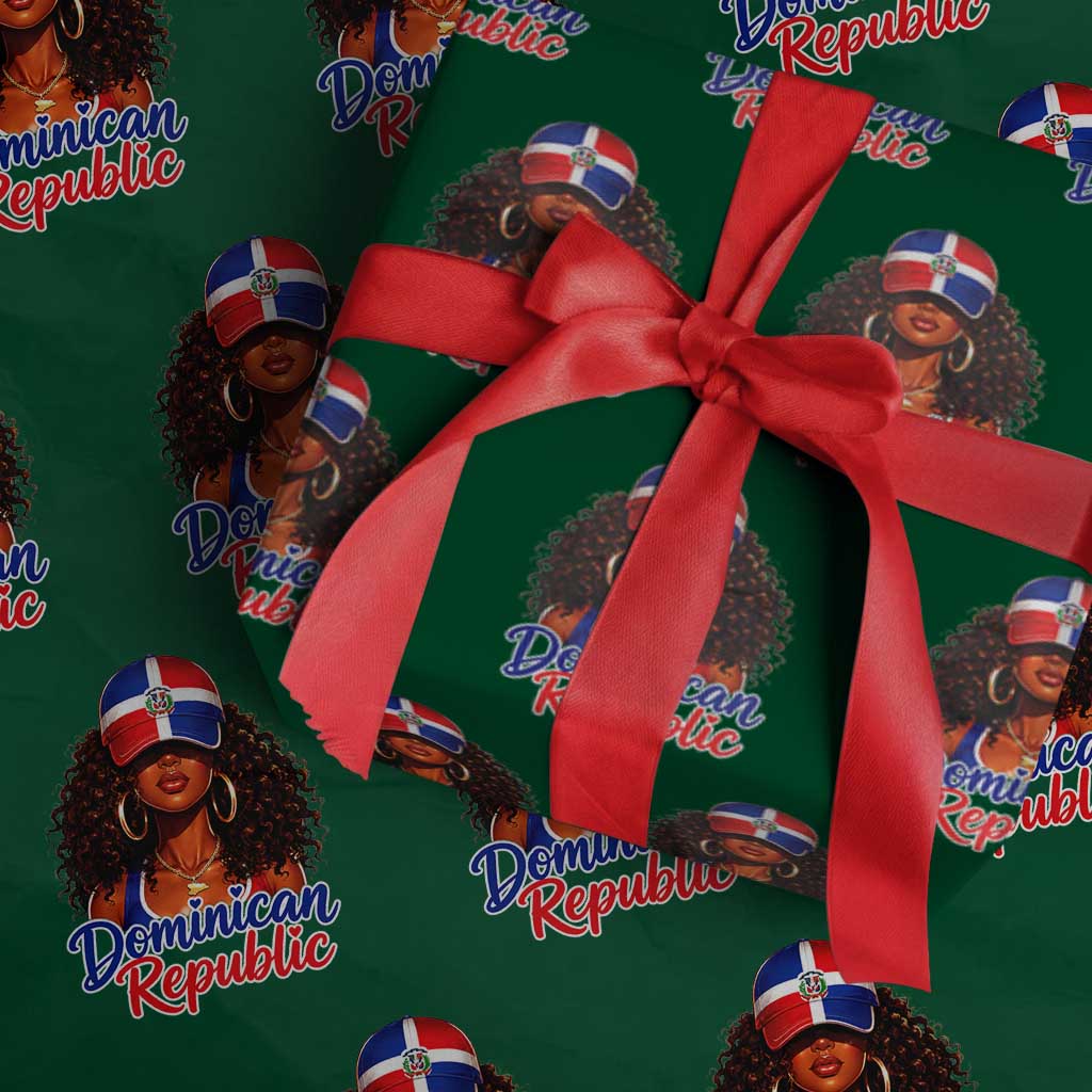 Dominican Republic Princess Wrapping Paper Roll Melanin Afro Girl Heritage Gift for Black Girls TS10 Green Print Your Wear
