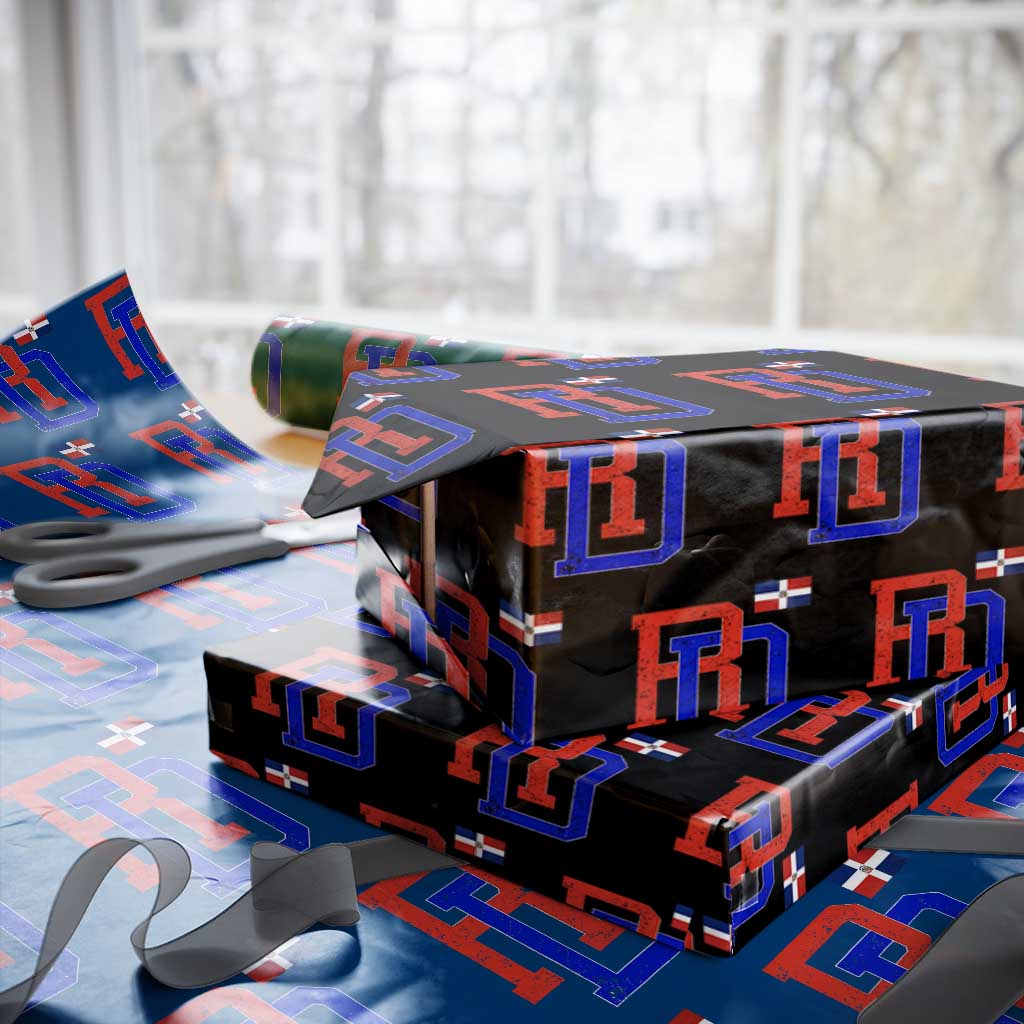 Dominican Republic Wrapping Paper Roll Distressed RD Flag Dominican Pride TS10 Black Print Your Wear