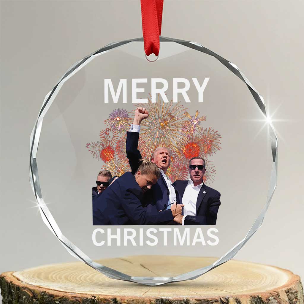 Donald Trump Xmas Crystal Glass Ornament Merry Xmas Republican TS10 Transparent Glass 3'' Circle Print Your Wear