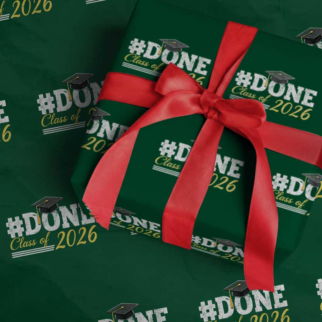 Done Class of 2026 Graduation Wrapping Paper Roll Mortarboard Graphic TS11 Green Print Your Wear