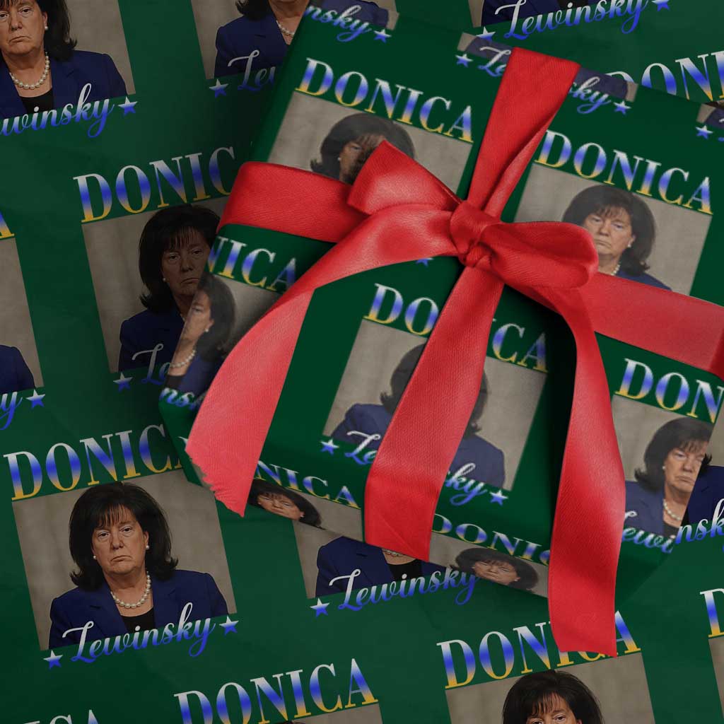 Donica Lewinsky Meme Wrapping Paper Roll Viral Trump Parody Scandal Internet Humor TS02 Green Print Your Wear
