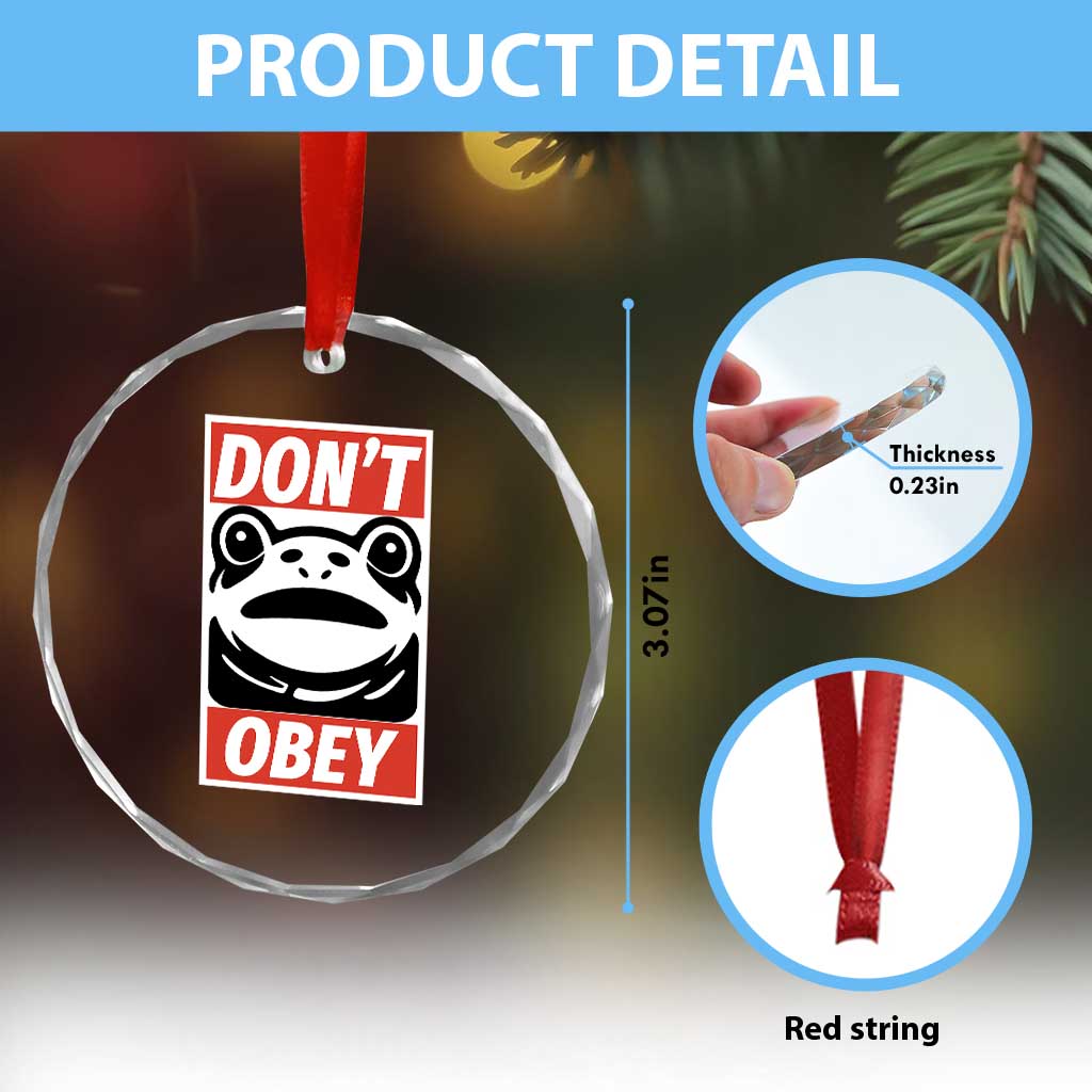 Don't Obey Portland Frog Crystal Glass Ornament Protest Parody Poster Graphic TS02 Print Your Wear