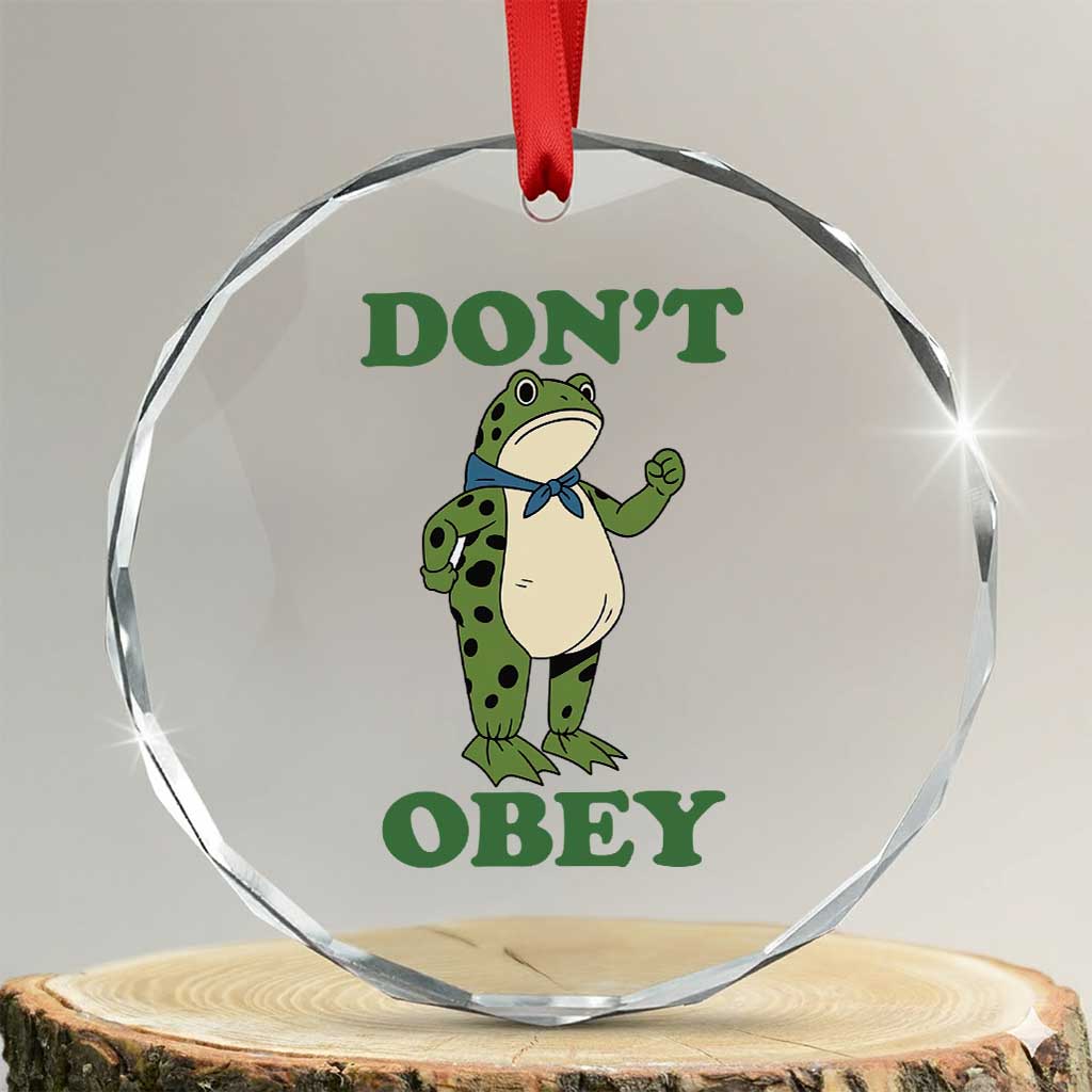 Don't Obey Portland Frog Crystal Glass Ornament Resist Inflatable Frogs Protest TS02 Transparent Glass 3'' Circle Print Your Wear