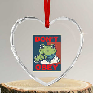 Don't Obey Portland Frog Heart Crystal Glass Ornament Frogs Protest Activism Hope Style Poster Graphic TS02 Transparent Glass 3'' Heart Print Your Wear