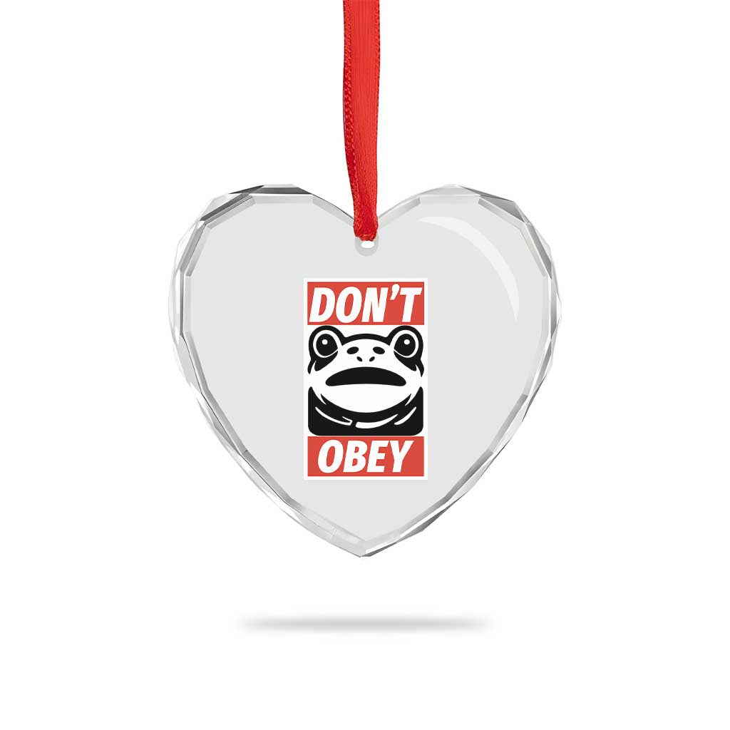 Don't Obey Portland Frog Heart Crystal Glass Ornament Protest Parody Poster Graphic TS02 Print Your Wear