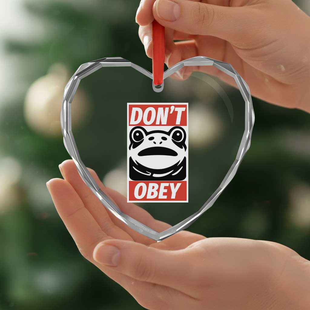 Don't Obey Portland Frog Heart Crystal Glass Ornament Protest Parody Poster Graphic TS02 Print Your Wear