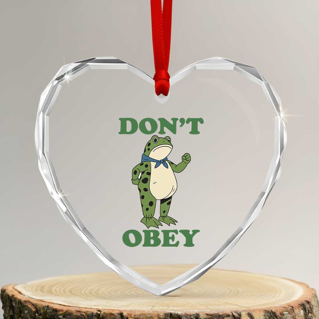 Don't Obey Portland Frog Heart Crystal Glass Ornament Resist Inflatable Frogs Protest TS02 Transparent Glass 3'' Heart Print Your Wear