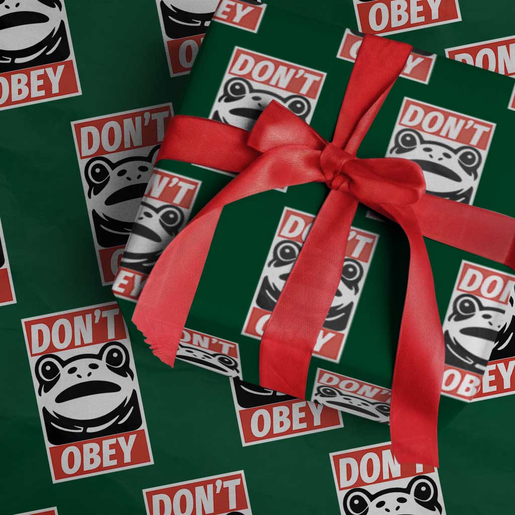 Don't Obey Portland Frog Wrapping Paper Roll Protest Parody Poster Graphic TS02 Green Print Your Wear