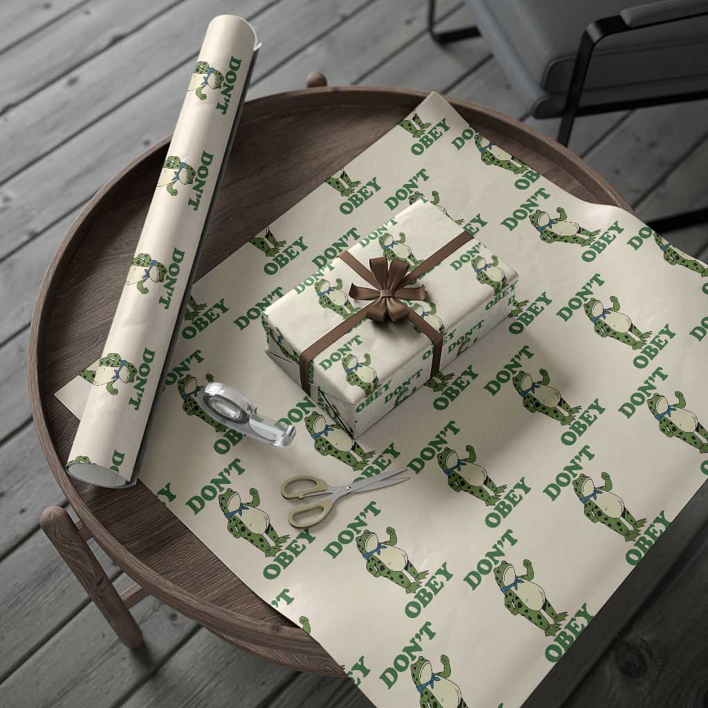 Don't Obey Portland Frog Wrapping Paper Roll Resist Inflatable Frogs Protest TS02 Beige Print Your Wear