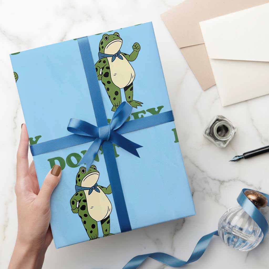 Don't Obey Portland Frog Wrapping Paper Roll Resist Inflatable Frogs Protest TS02 Light Blue Print Your Wear