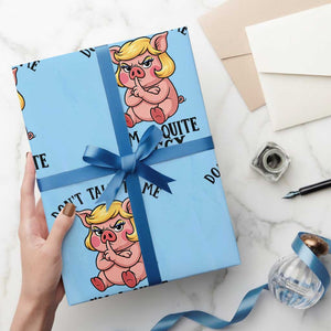 Dont Talk To Me I Am A Quite Piggy Wrapping Paper Roll Funny Pig Political TS12 Light Blue Print Your Wear