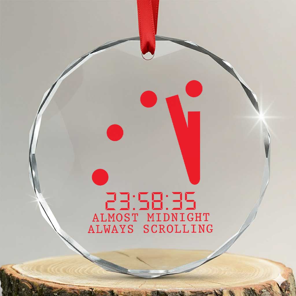 Doomsday Clock Armageddon Crystal Glass Ornament Almost Midnight Always Scrolling TS14 Transparent Glass 3'' Circle Print Your Wear