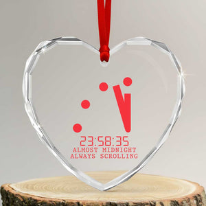 Doomsday Clock Armageddon Heart Crystal Glass Ornament Almost Midnight Always Scrolling TS14 Transparent Glass 3'' Heart Print Your Wear