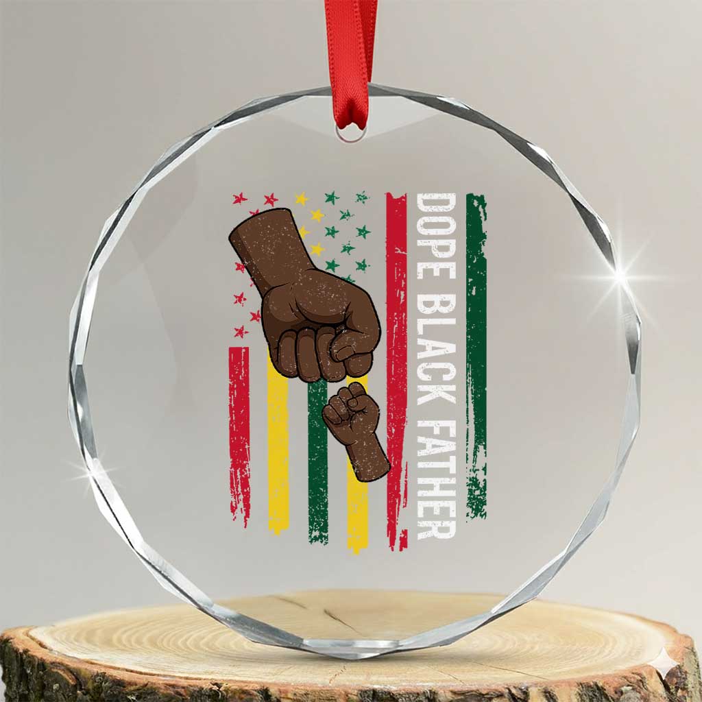 Dope Black Dad Crystal Glass Ornament Vintage American Flag Fist Bump TS11 Transparent Glass 3'' Circle Print Your Wear