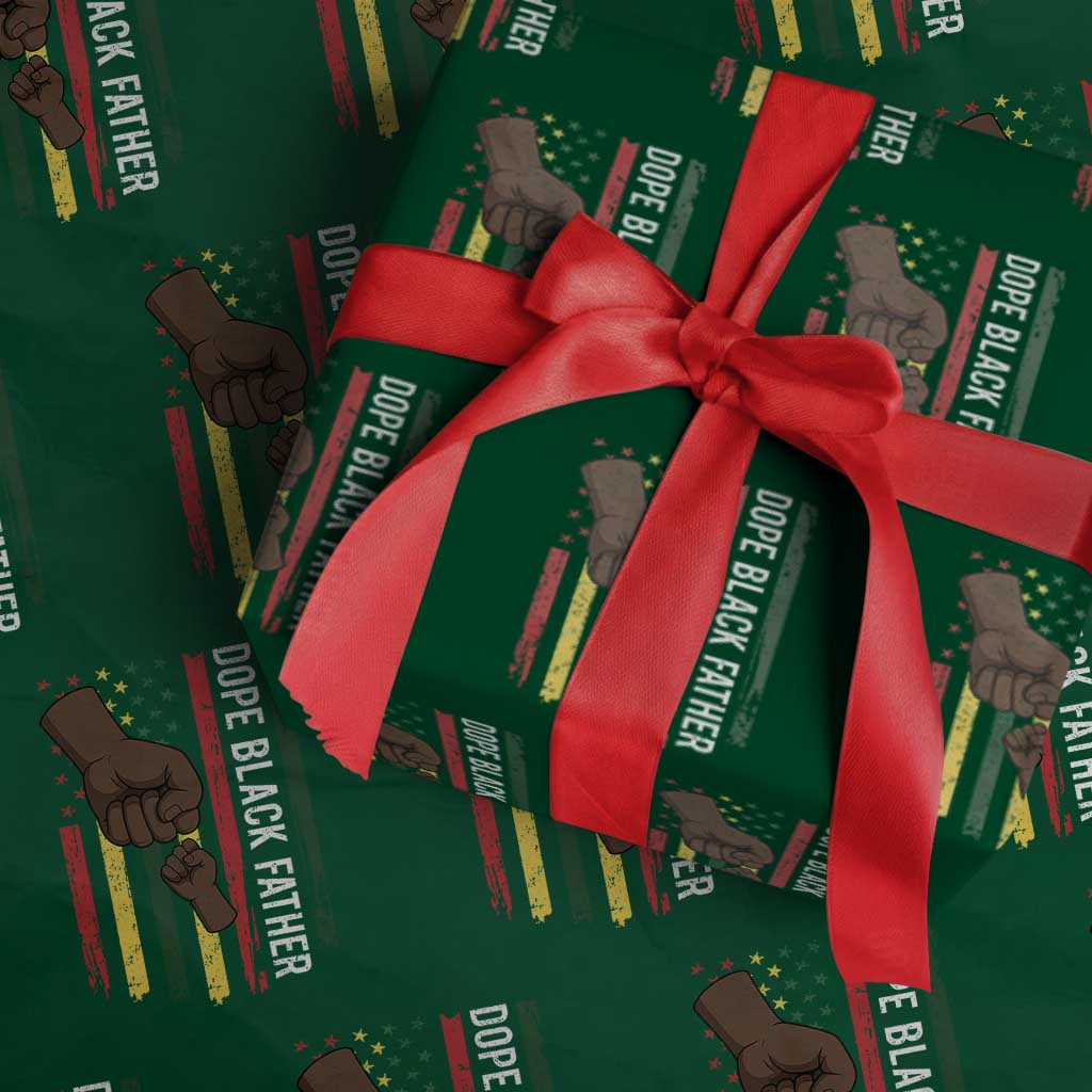 Dope Black Dad Wrapping Paper Roll Vintage American Flag Fist Bump TS11 Green Print Your Wear