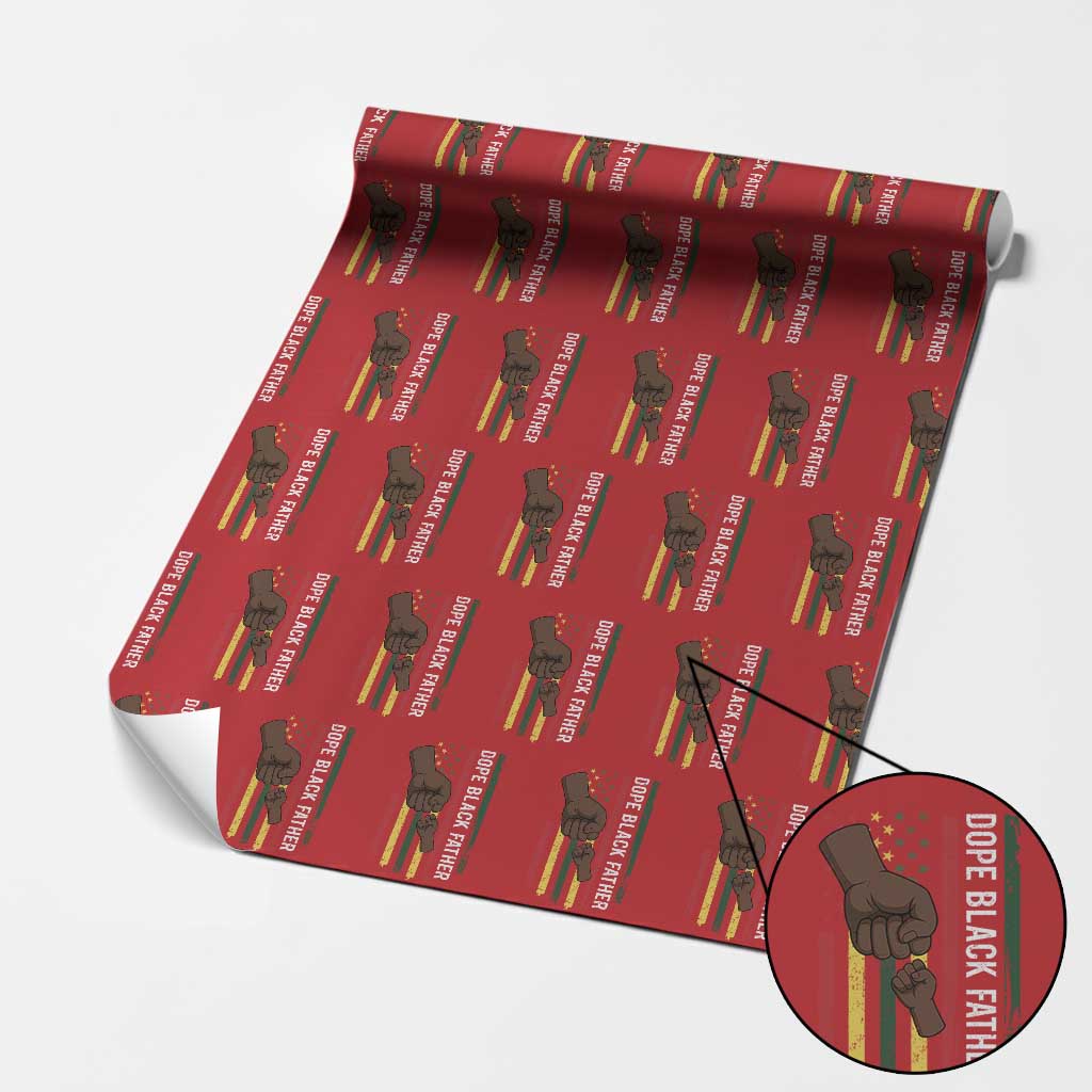 Dope Black Dad Wrapping Paper Roll Vintage American Flag Fist Bump TS11 Red Print Your Wear