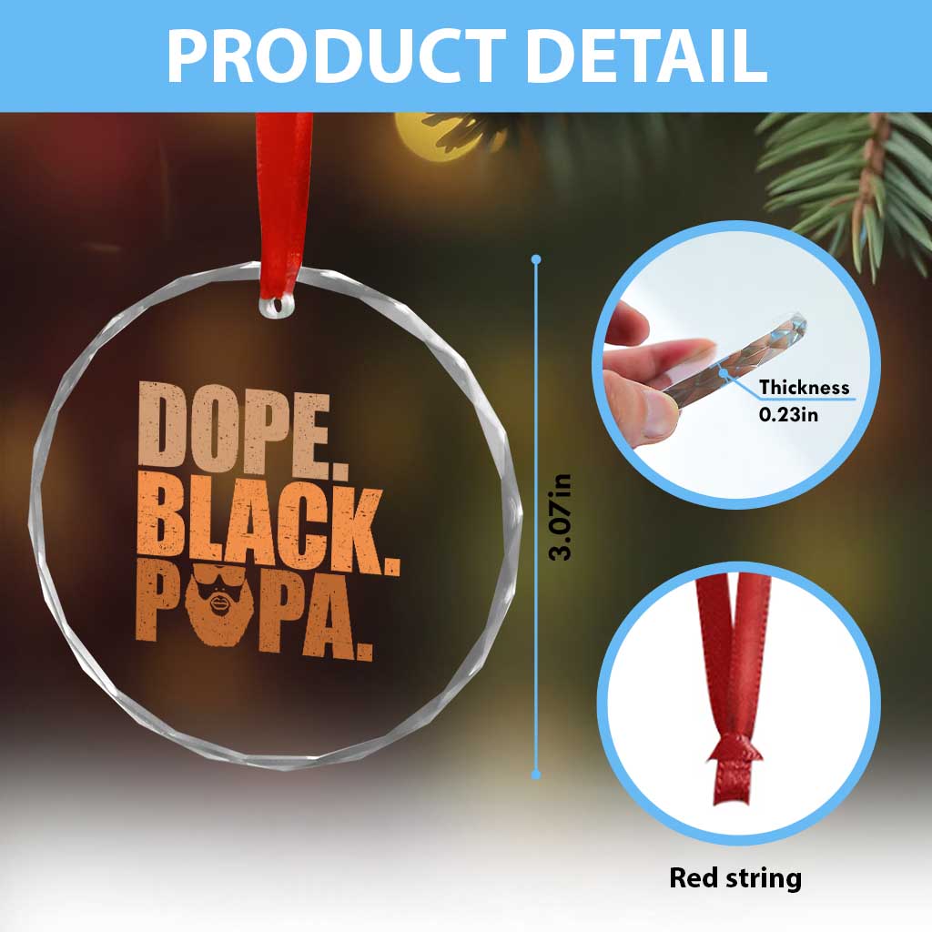Dope Black Papa Crystal Glass Ornament Proud African American Fathers Day Gift