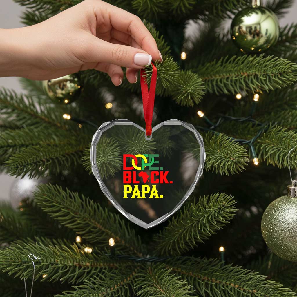 Dope Black Papa Heart Crystal Glass Ornament Melanin King Fathers Day Gift