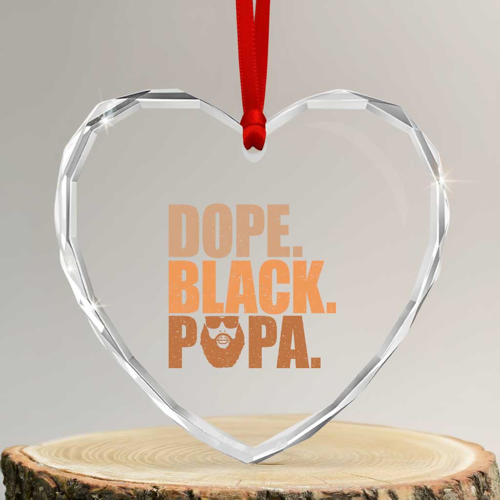 Dope Black Papa Heart Crystal Glass Ornament Proud African American Fathers Day Gift