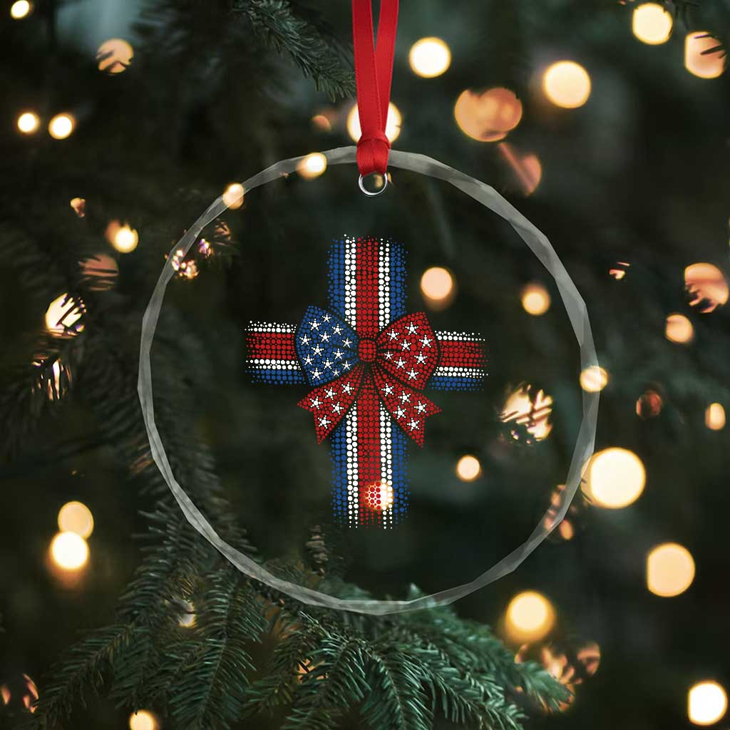 Dot Day Christian Crystal Glass Ornament Patriotic Polka Dot Cross