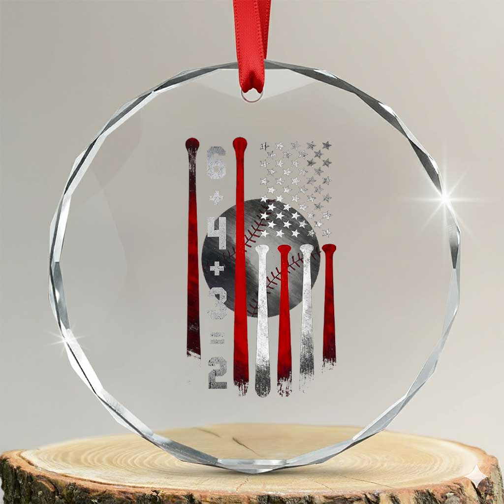 Double Play Crystal Glass Ornament 6 4 3 2 Vintage Baseball Math Softball Player American Flag TS10 Transparent Glass 3'' Circle Print Your Wear