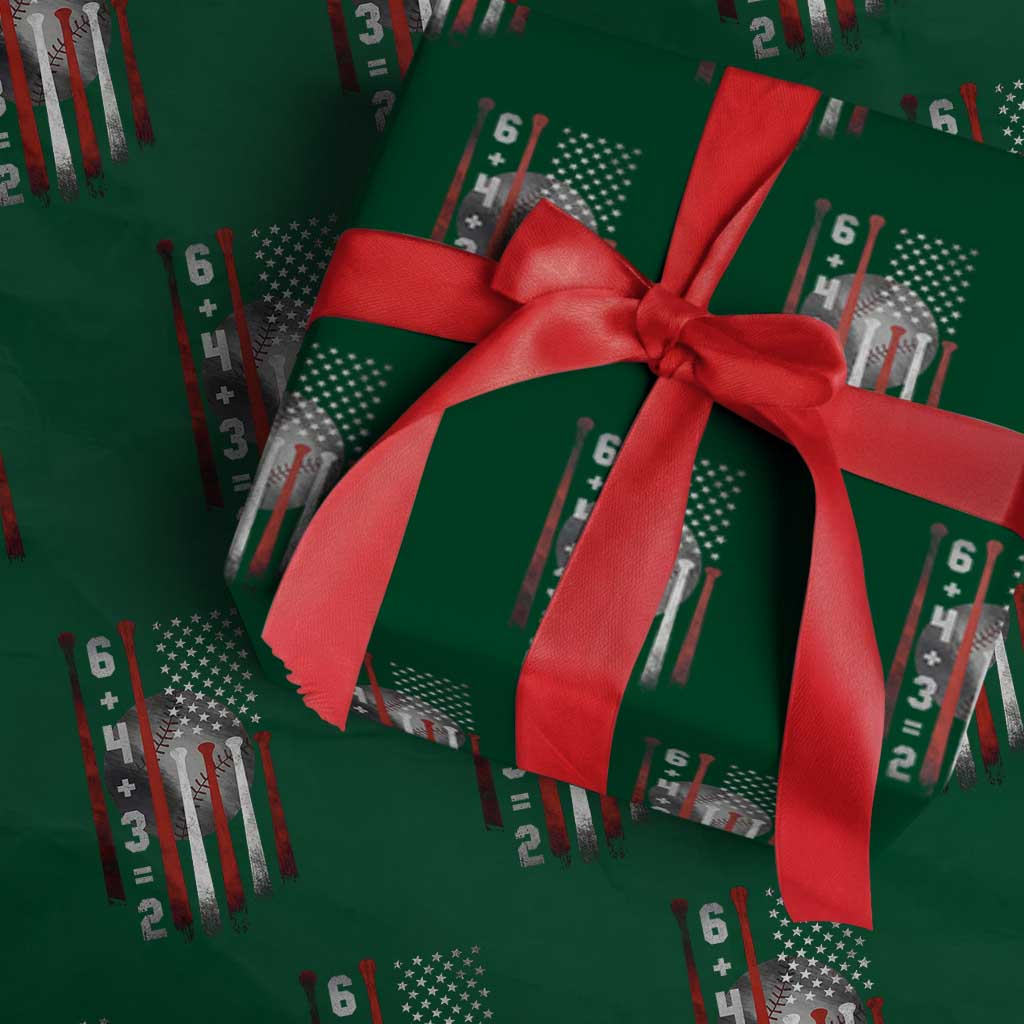 Double Play Wrapping Paper Roll 6 4 3 2 Vintage Baseball Math Softball Player American Flag TS10 Green Print Your Wear