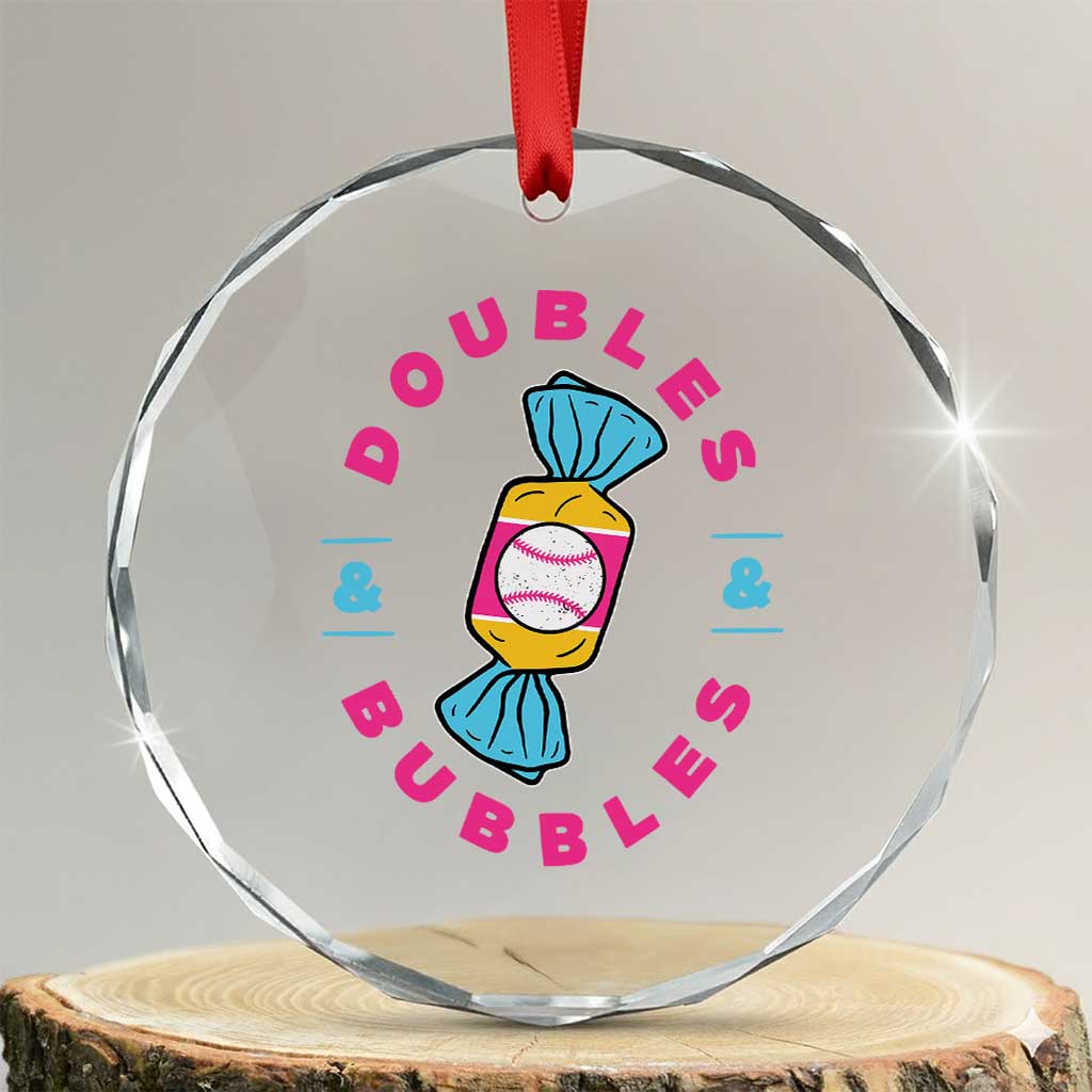 Doubles and Bubbles Baseball Candy Gum Crystal Glass Ornament TS11 Transparent Glass 3'' Circle Print Your Wear