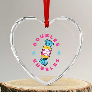 Doubles and Bubbles Baseball Candy Gum Heart Crystal Glass Ornament TS11 Transparent Glass 3'' Heart Print Your Wear
