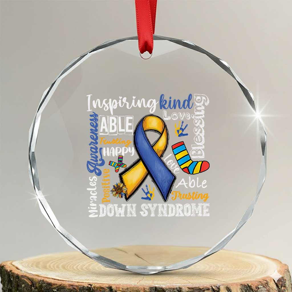 Down Syndrome Awareness Crystal Glass Ornament Rock Your Socks Different Not Less TS10 Transparent Glass 3'' Circle Print Your Wear