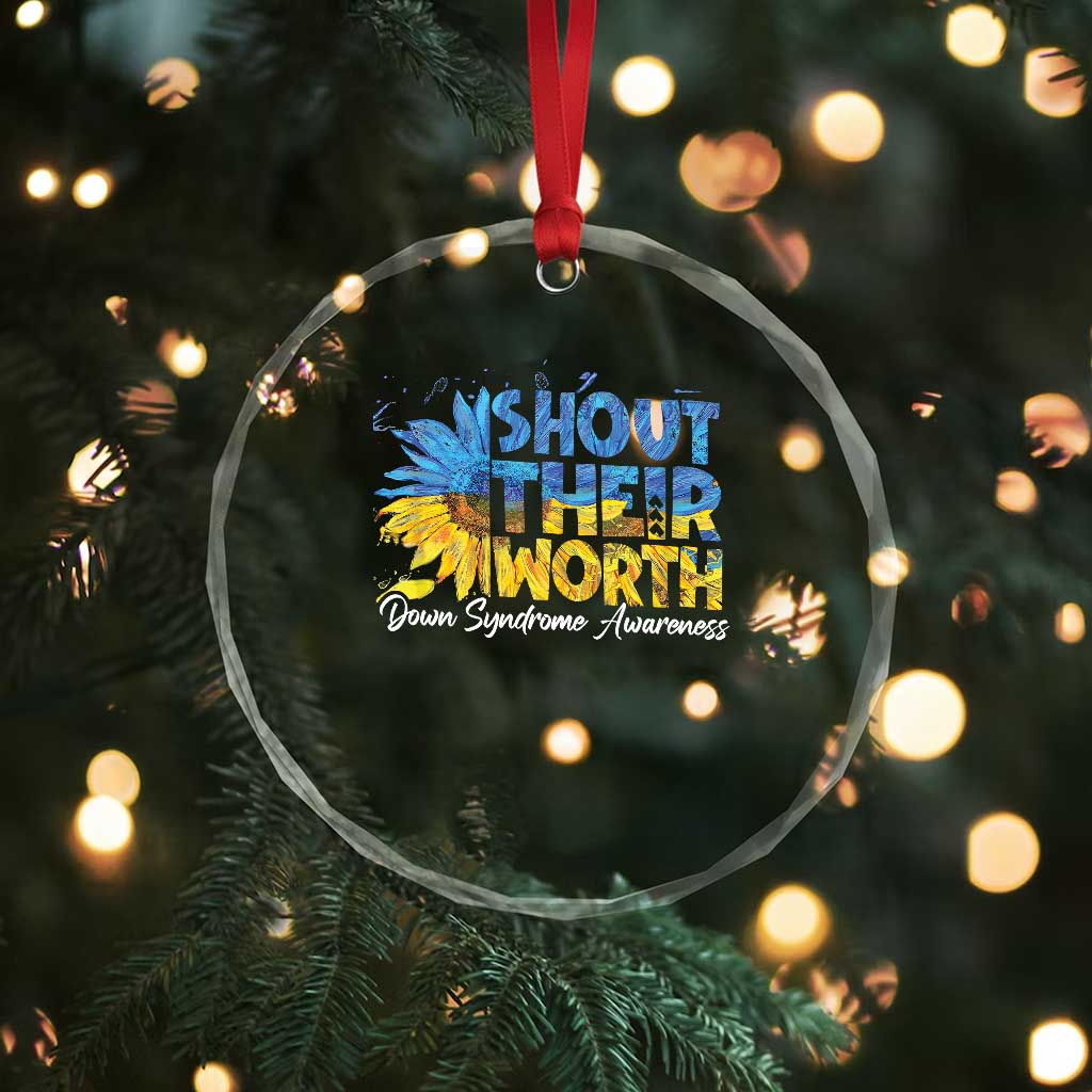 Down Syndrome Awareness Sunflower Crystal Glass Ornament Shout Their Worth TS10 Print Your Wear