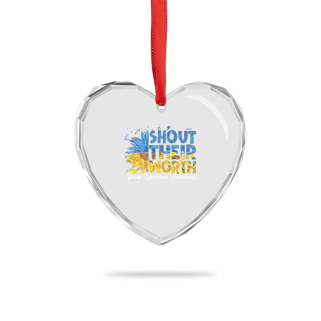 Down Syndrome Awareness Sunflower Heart Crystal Glass Ornament Shout Their Worth TS10 Print Your Wear